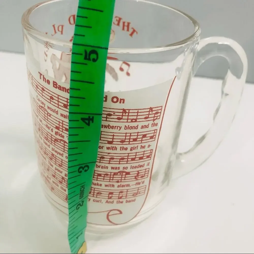 vintage hazel atlas old time music Graphic beer mugs 5 inch‎ blue green red 50s